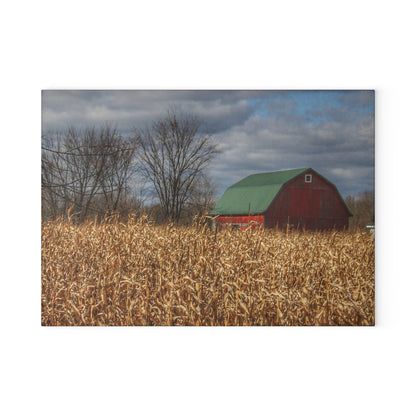 U R There Photography North Force Road Hidden Red Rustic Farmhouse Tempered-Glass Cutting Board