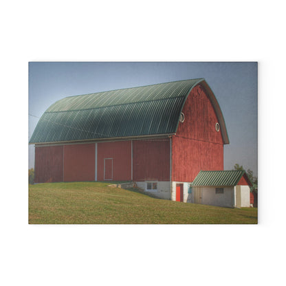 U R There Photography Barnes Road Red I Rustic Farmhouse Tempered-Glass Cutting Board