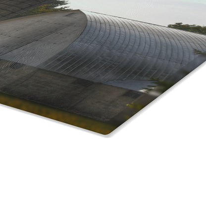 U R There Photography Grey Quonset Barn Rustic Farmhouse Tempered-Glass Cutting Board