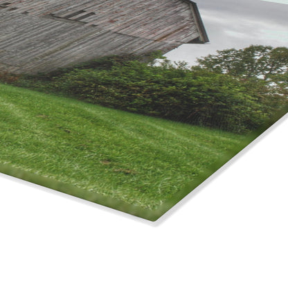 U R There Photography Dequindre Road Grey III Rustic Farmhouse Tempered-Glass Cutting Board