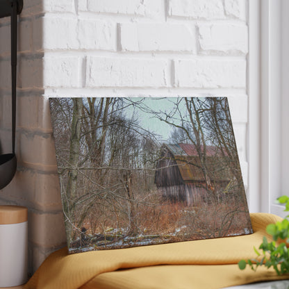 U R There Photography West Barnes Lake Hidden Red Rustic Farmhouse Tempered-Glass Cutting Board