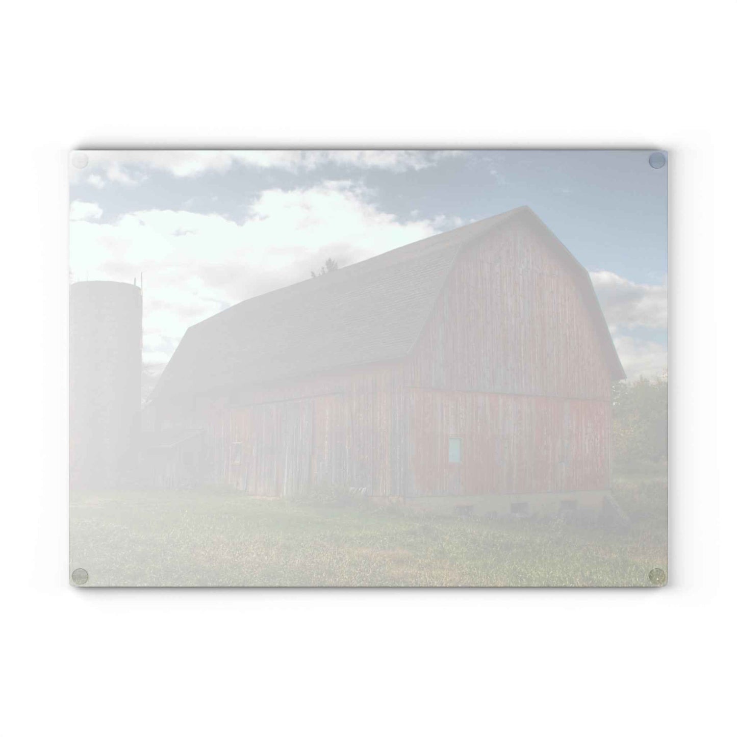 U R There Photography Baldwin Road Red I Rustic Farmhouse Tempered-Glass Cutting Board