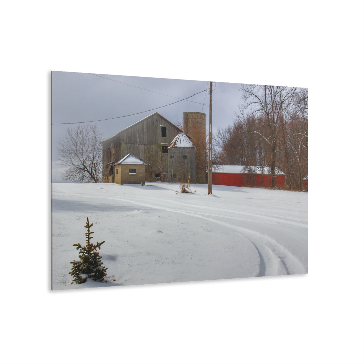 U R There Photography Hilltop Grey and Silo Rustic Farmhouse Acrylic Wall Print