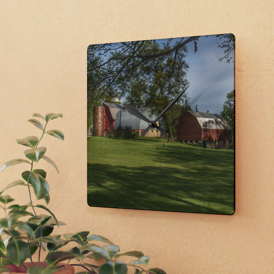U R There Photography Clark Park Road Reds Rustic Farmhouse Wall Clock