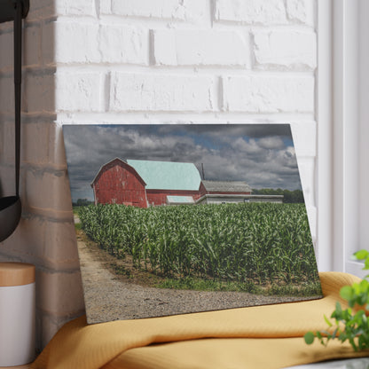 U R There Photography Millington Road Reds Rustic Farmhouse Tempered-Glass Cutting Board