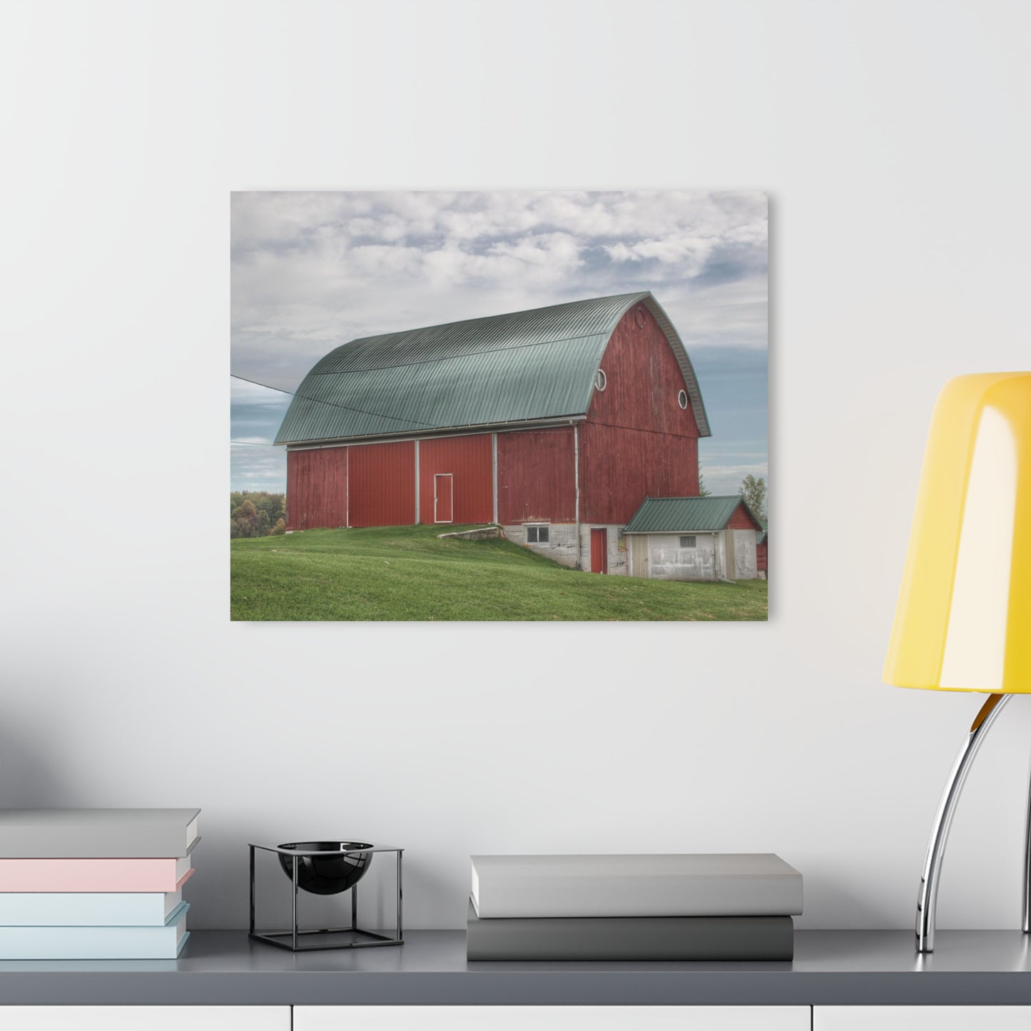 U R There Photography Elmwood Road Red I Rustic Farmhouse Acrylic Wall Print 30″ x 20″ (Horizontal) 0.25''