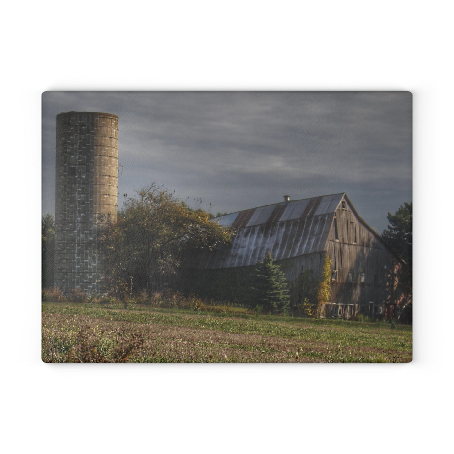 U R There Photography Collapsing in Croswell Rustic Farmhouse Tempered-Glass Cutting Board