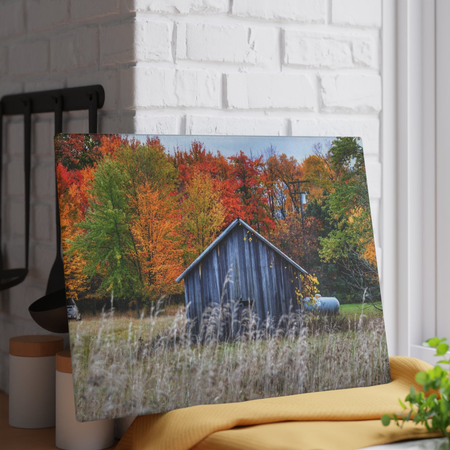 U R There Photography Beyond Church Road Little Grey Rustic Farmhouse Tempered-Glass Cutting Board
