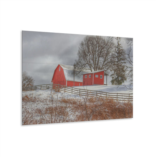 U R There Photography Catlin Red and Fence II Rustic Farmhouse Acrylic Wall Print