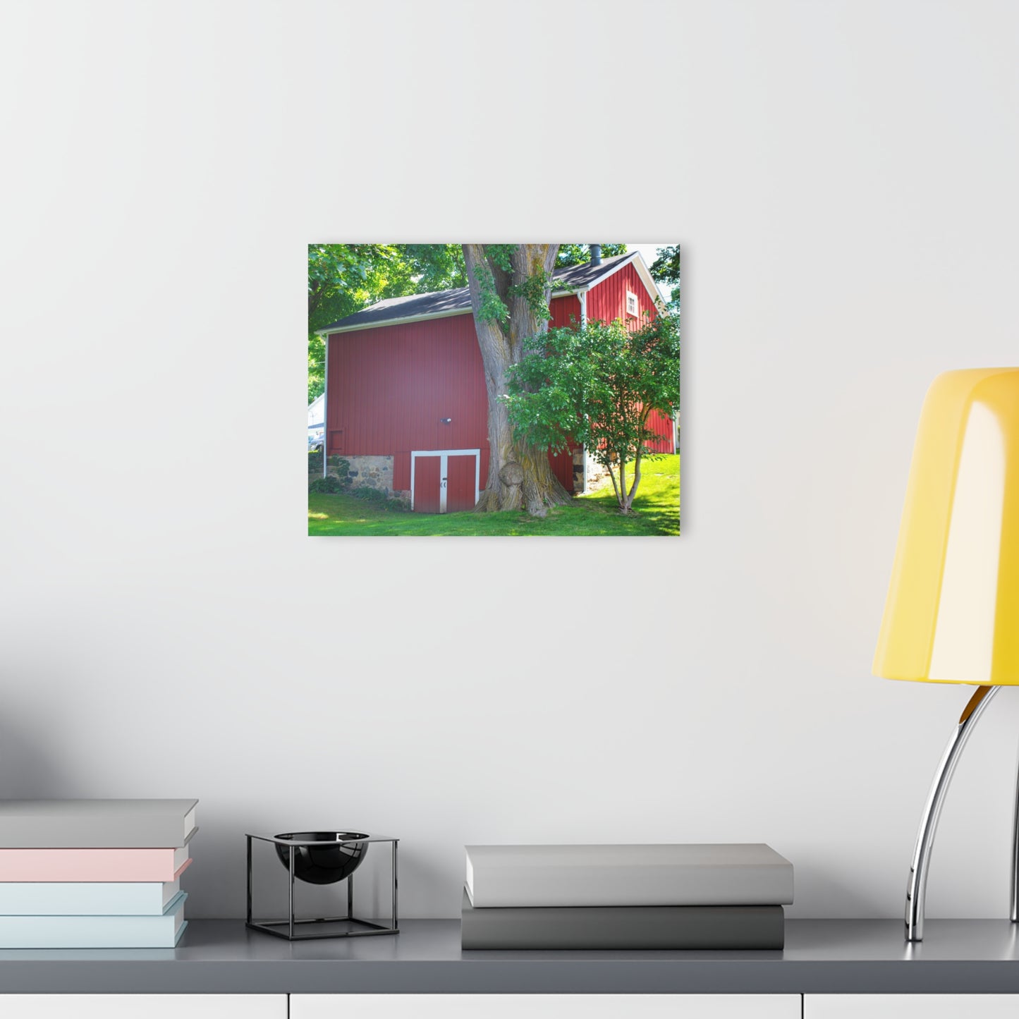 U R There Photography Court Street City Red Rustic Farmhouse Acrylic Wall Print