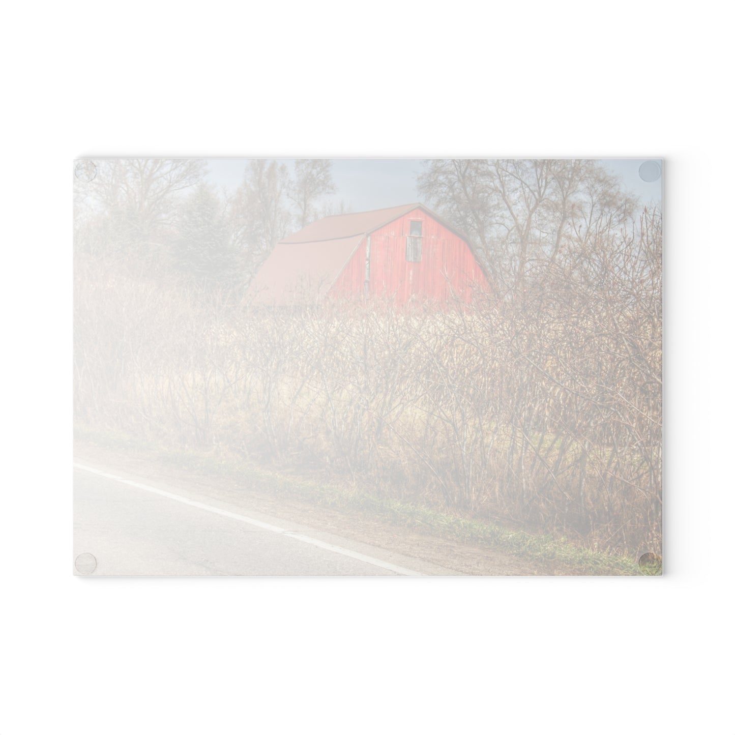U R There Photography South Lake Pleasant Road Red Rustic Farmhouse Tempered-Glass Cutting Board