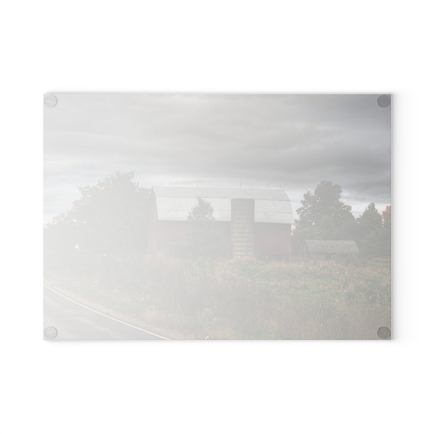 U R There Photography Columbiaville Red in Fall I Rustic Farmhouse Tempered-Glass Cutting Board