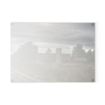 U R There Photography Columbiaville Red in Fall I Rustic Farmhouse Tempered-Glass Cutting Board