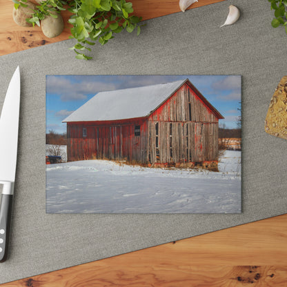 U R There Photography Barnes Road Little Red I Rustic Farmhouse Tempered-Glass Cutting Board