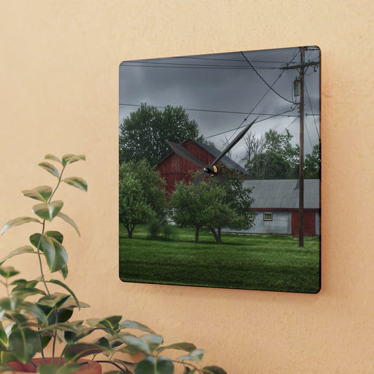 U R There Photography Hidden Red of M-24 Rustic Farmhouse Acrylic Analog Wall Clock