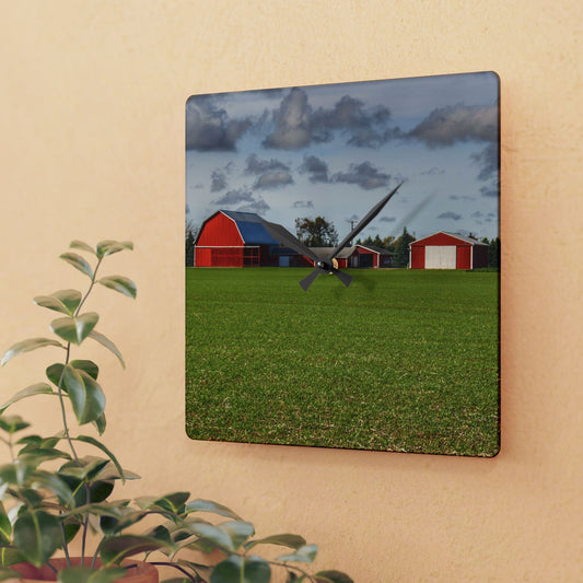 U R There Photography Dehmel Road Farm I Rustic Farmhouse Acrylic Analog Wall Clock