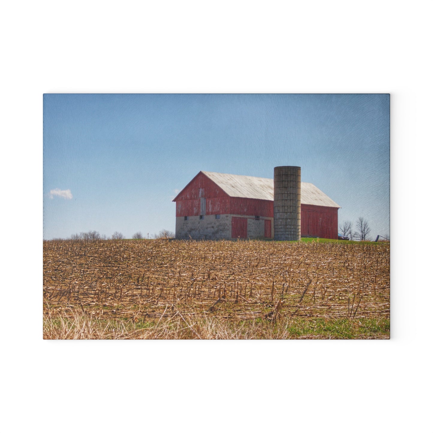 U R There Photography Lee Hill Road Block Red Rustic Farmhouse Tempered-Glass Cutting Board