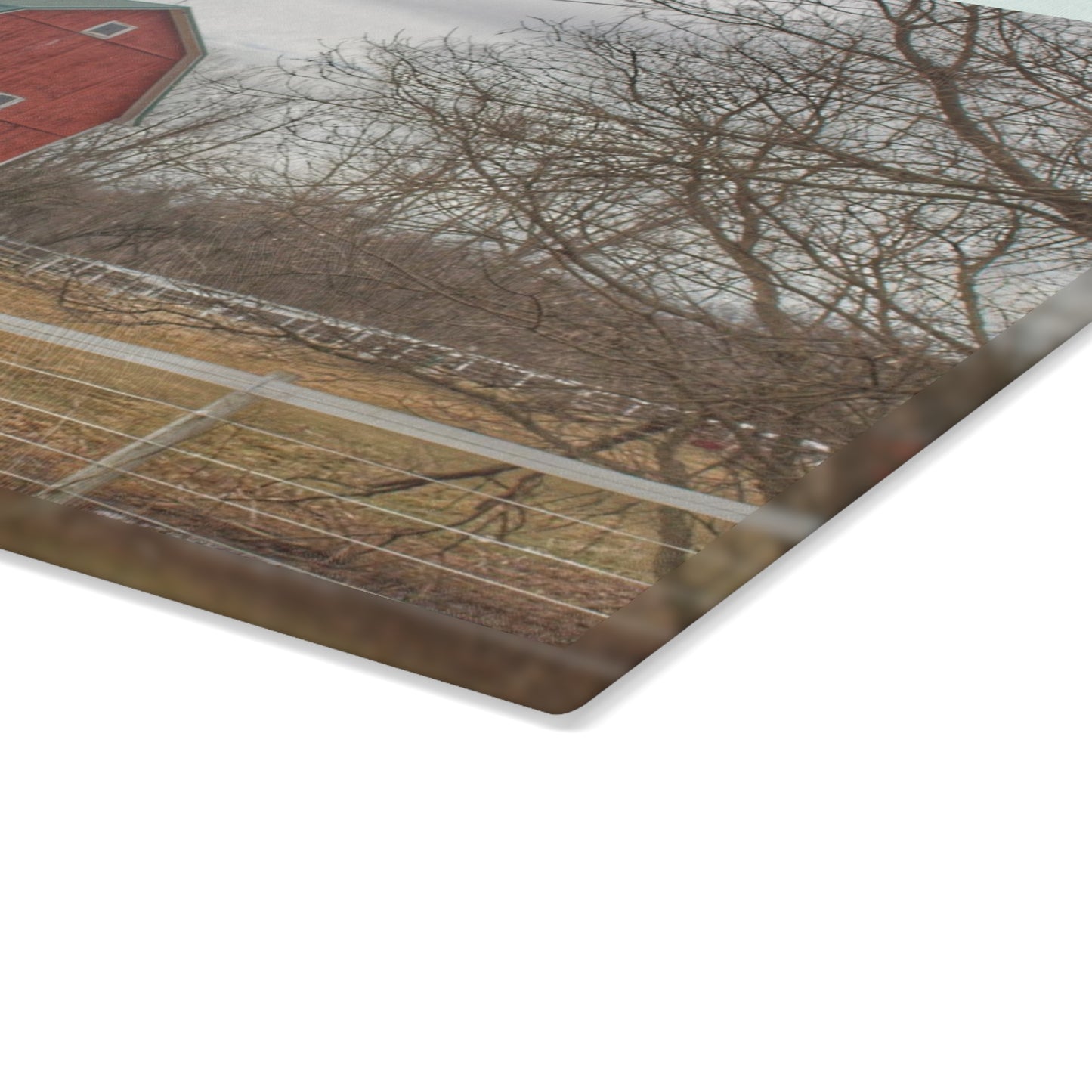 U R There Photography Diehl Road Red Rustic Farmhouse Tempered-Glass Cutting Board