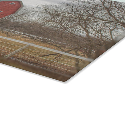 U R There Photography Diehl Road Red Rustic Farmhouse Tempered-Glass Cutting Board