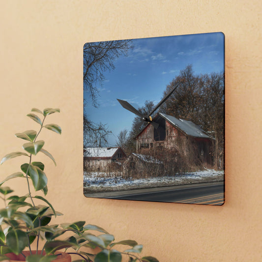 Rustic Farmhouse Wall Clock featuring Almont Van Dyke Red I