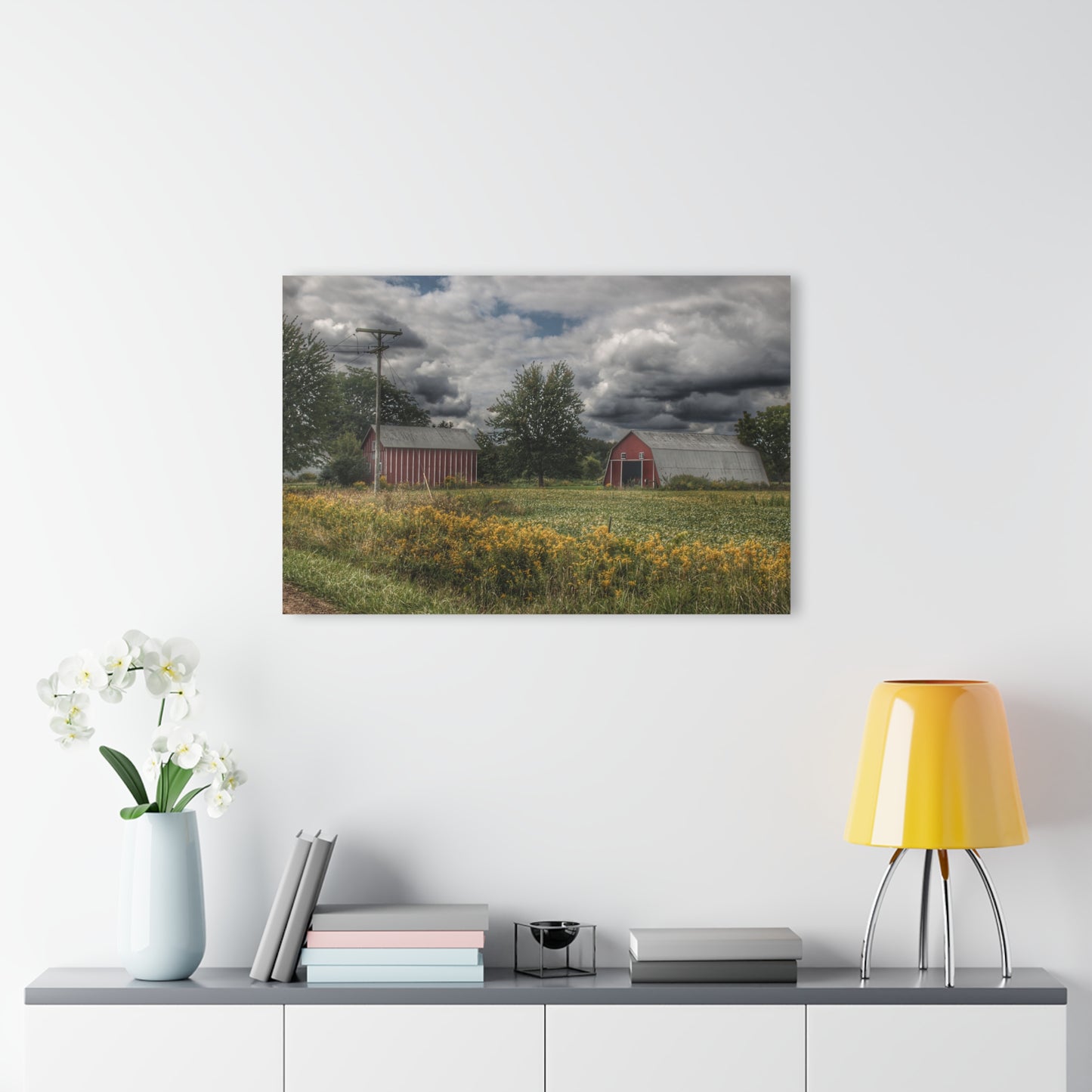 U R There Photography Pinstripe Barn and Buddy II Rustic Farmhouse Acrylic Wall Print