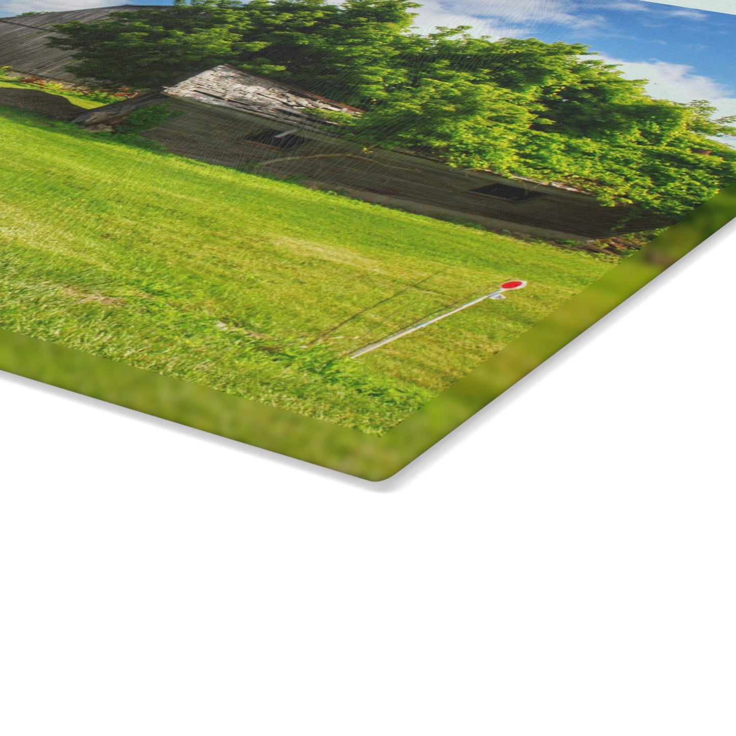 U R There Photography Brown City Road Barn and Buddy II Rustic Farmhouse Tempered-Glass Cutting Board