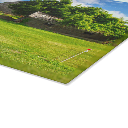 U R There Photography Brown City Road Barn and Buddy II Rustic Farmhouse Tempered-Glass Cutting Board