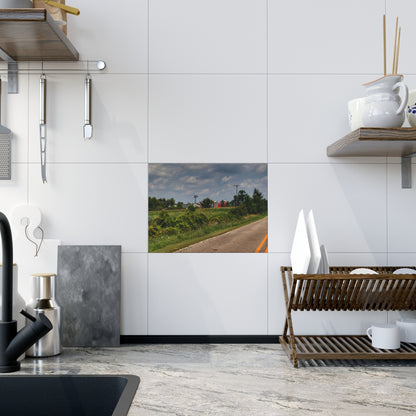 U R There Photography Across the Field in Elba I Rustic Farmhouse Decorative Ceramic Tile