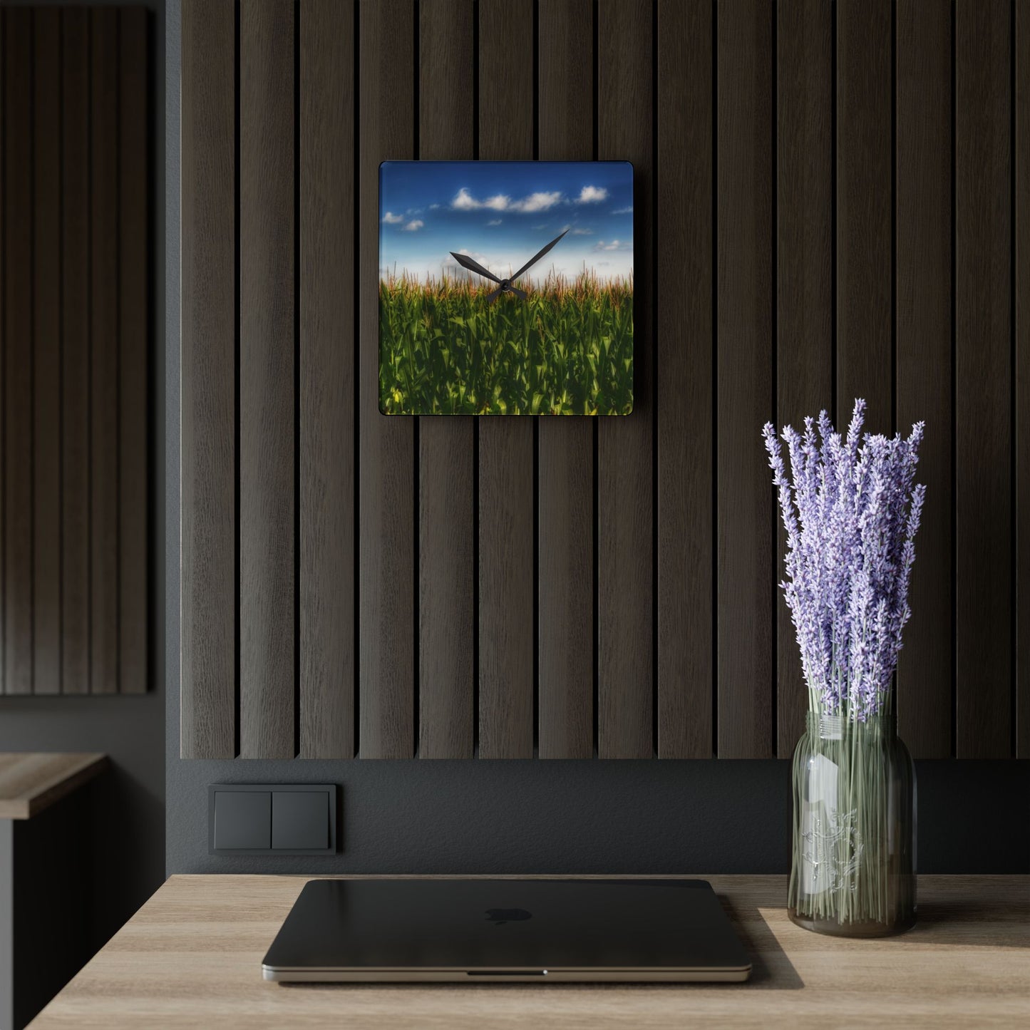 Rustic Farmhouse Wall Clock featuring Sky-High Corn