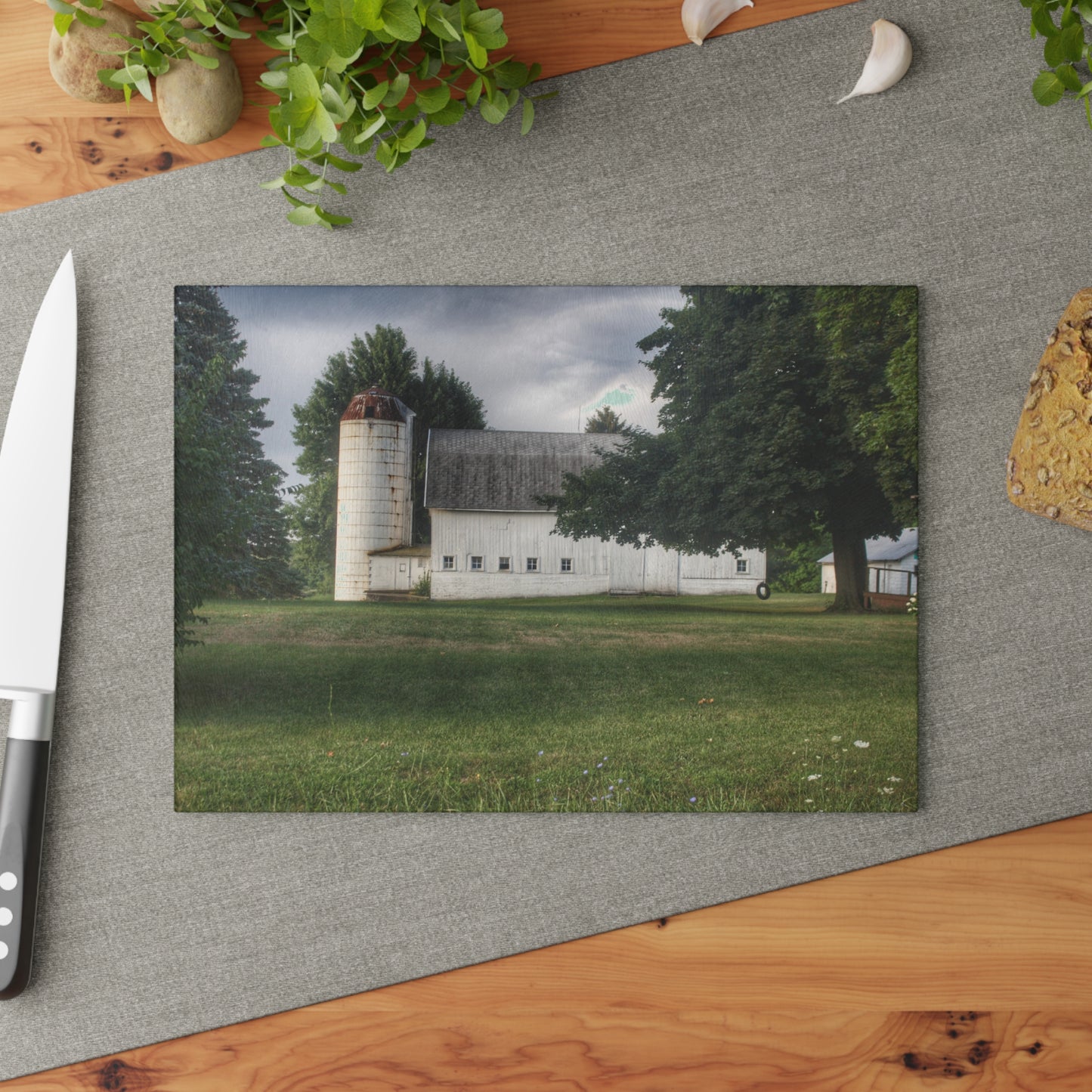 U R There Photography Marathon Road White Rustic Farmhouse Tempered-Glass Cutting Board