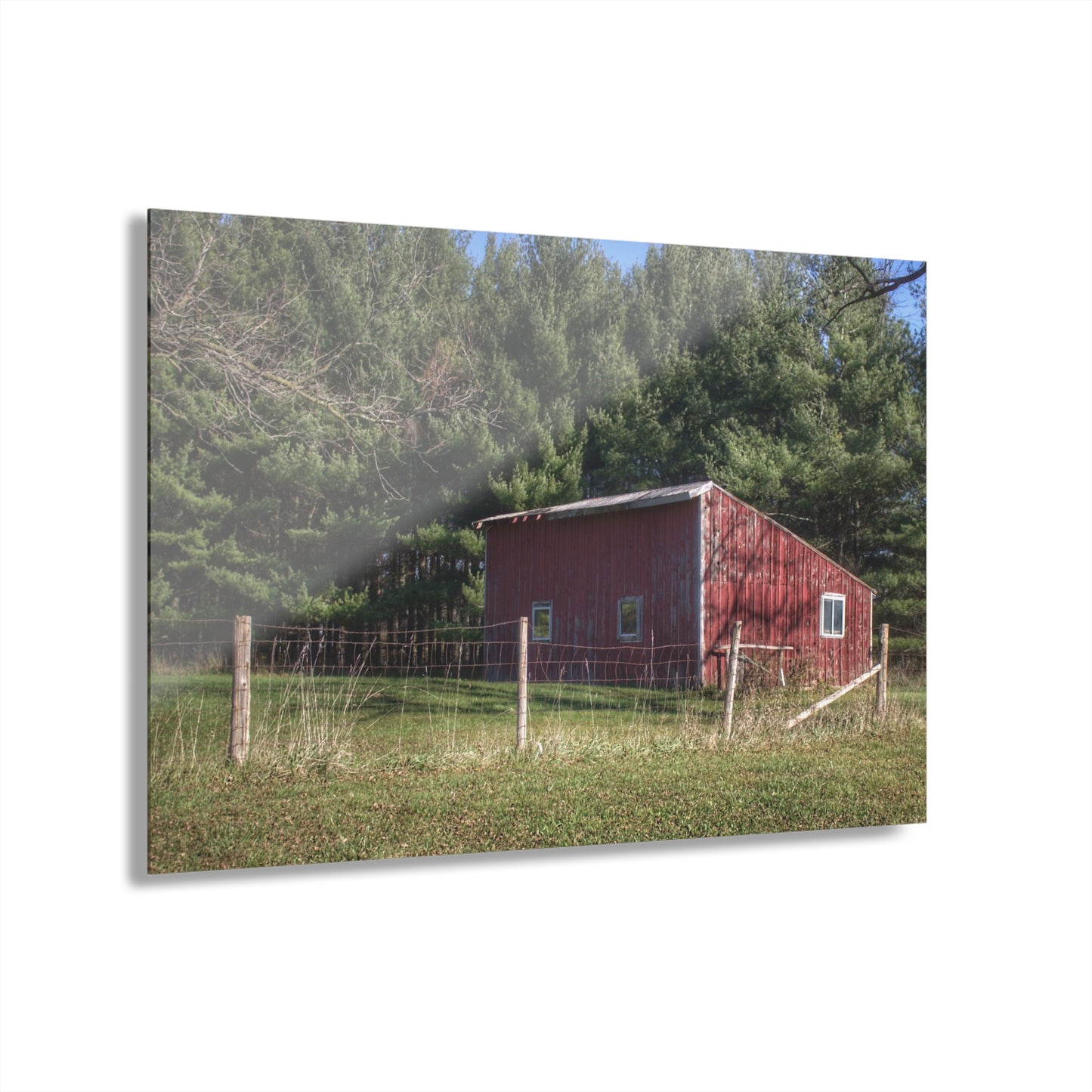 U R There Photography Little Red Shack Rustic Farmhouse Acrylic Wall Print