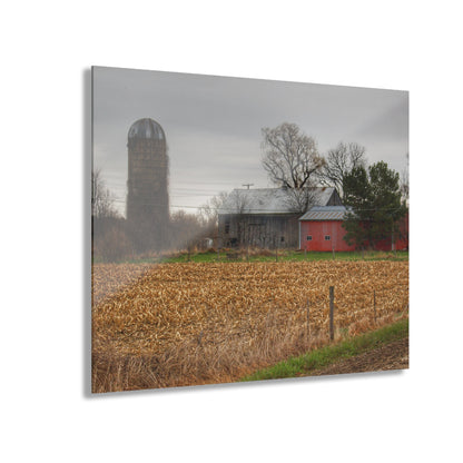 U R There Photography Dryden Road Gable Grey and Silo Rustic Farmhouse Acrylic Wall Print