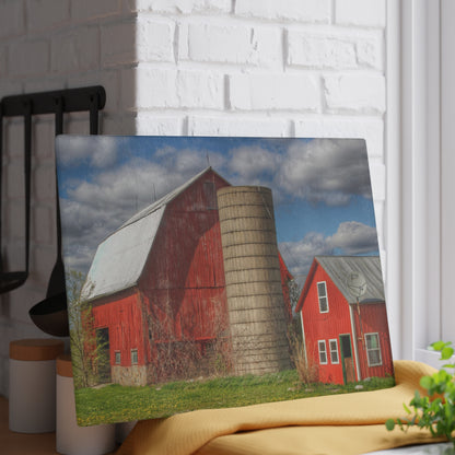 U R There Photography McDowell Road Reds I Rustic Farmhouse Tempered-Glass Cutting Board