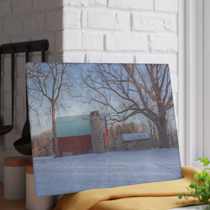 U R There Photography Webster Road Red I Rustic Farmhouse Tempered-Glass Cutting Board