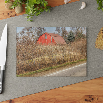 U R There Photography South Lake Pleasant Road Red Rustic Farmhouse Tempered-Glass Cutting Board
