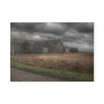 U R There Photography Weaver Road Brown I Rustic Farmhouse Tempered-Glass Cutting Board