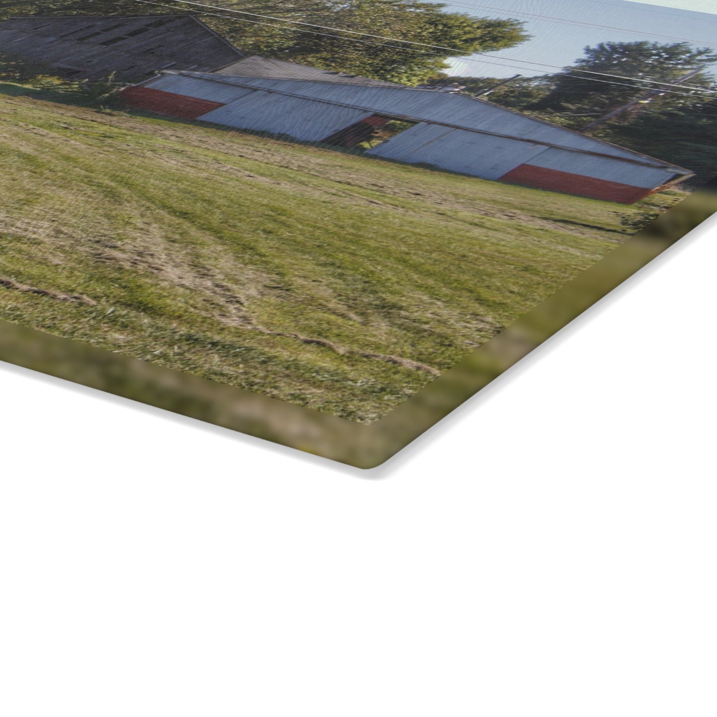 U R There Photography Havens Road Grey Rustic Farmhouse Tempered-Glass Cutting Board