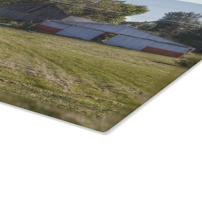 U R There Photography Havens Road Grey Rustic Farmhouse Tempered-Glass Cutting Board