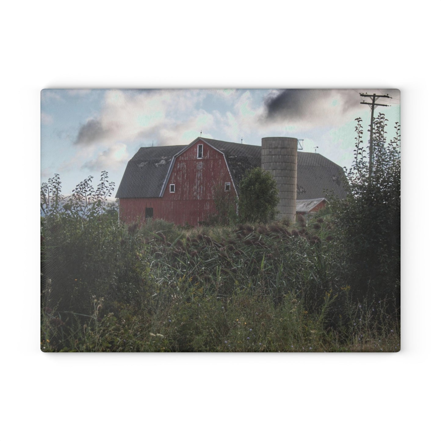 U R There Photography Greenwood Road Red II Rustic Farmhouse Acrylic Analog Wall Clock