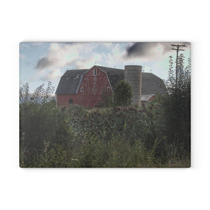 U R There Photography Greenwood Road Red II Rustic Farmhouse Acrylic Analog Wall Clock