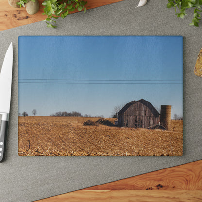 U R There Photography Hurd Corners Road Grey Rustic Farmhouse Tempered-Glass Cutting Board