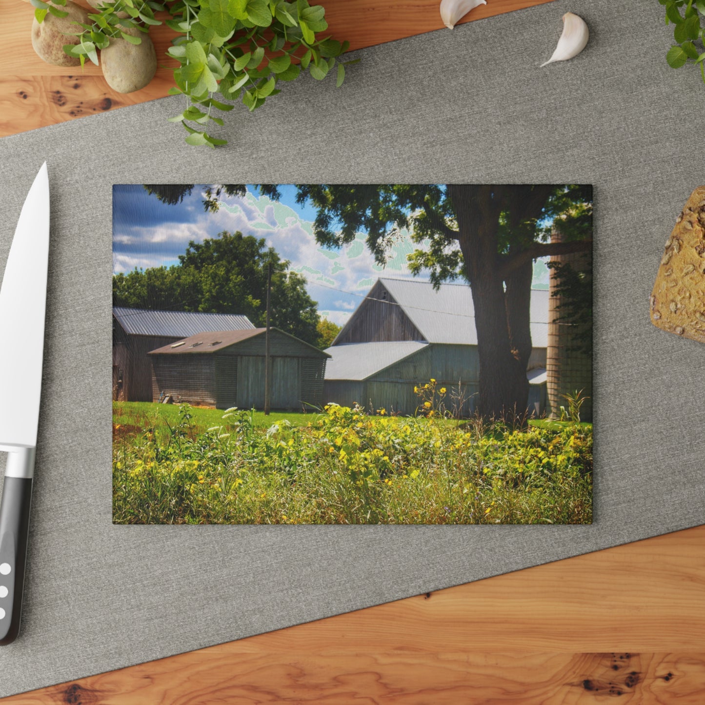 U R There Photography Hough Road Greys Rustic Farmhouse Tempered-Glass Cutting Board