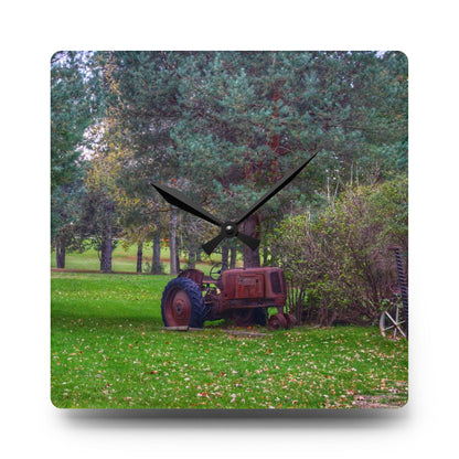U R There Photography Casey Road Yard Art II Rustic Farmhouse Acrylic Analog Wall Clock