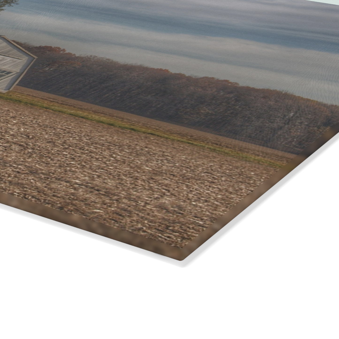 U R There Photography Grey Quonset Among the Pines Rustic Farmhouse Tempered-Glass Cutting Board