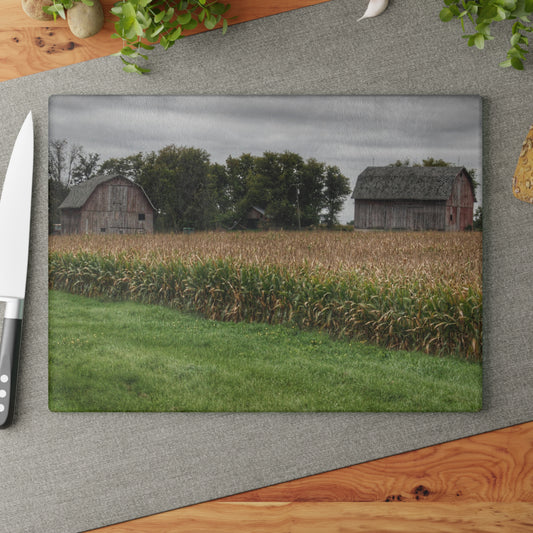 U R There Photography East Caro Road Reds Rustic Farmhouse Tempered-Glass Cutting Board
