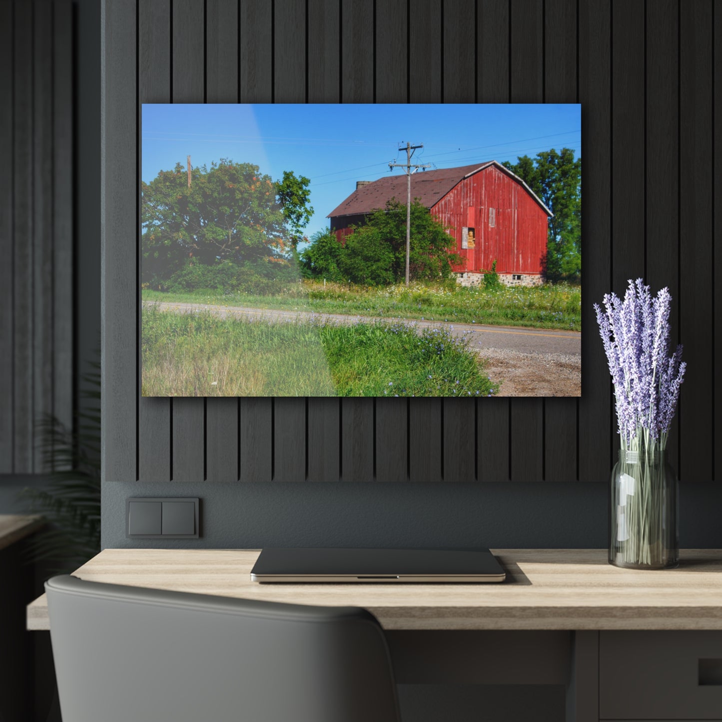 U R There Photography Armstrong Road Red II Rustic Farmhouse Acrylic Wall Print