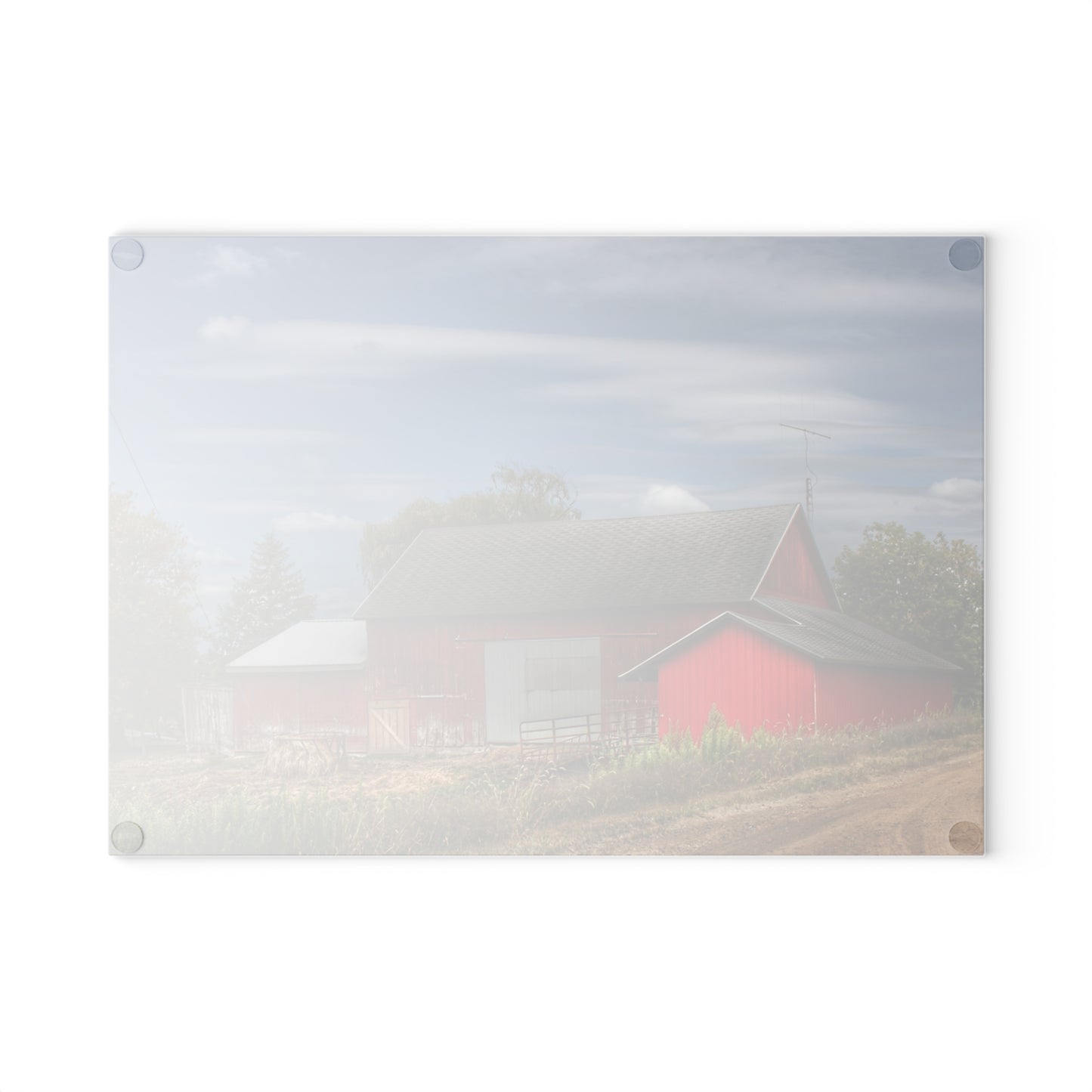U R There Photography Wheeling Road Barn Rustic Farmhouse Tempered-Glass Cutting Board