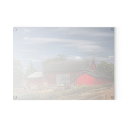 U R There Photography Wheeling Road Barn Rustic Farmhouse Tempered-Glass Cutting Board