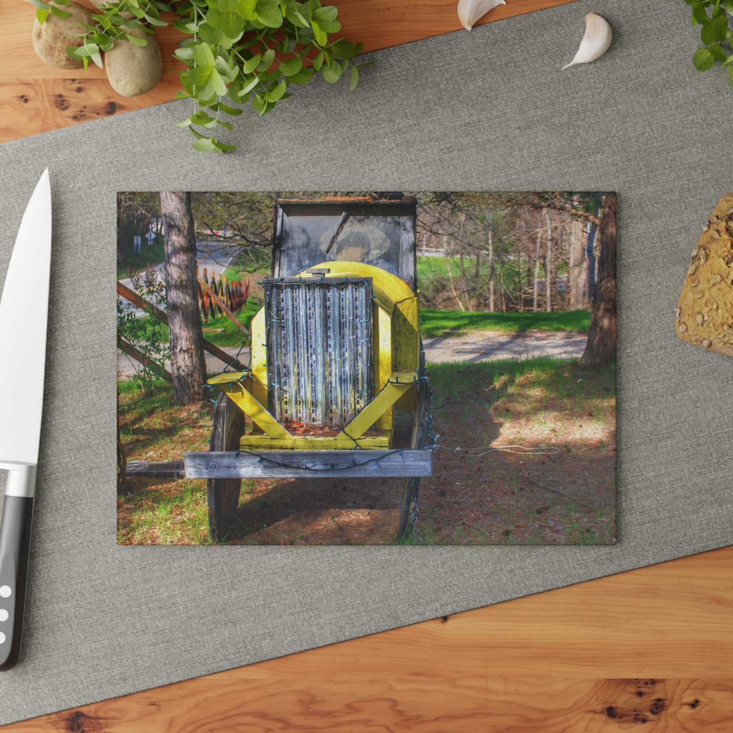 U R There Photography Hickory Place Yard Art II Rustic Farmhouse Tempered-Glass Cutting Board