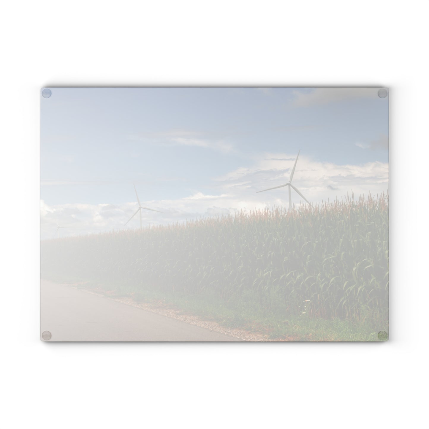 U R There Photography Gilford Road Corn Row I Rustic Farmhouse Tempered-Glass Cutting Board